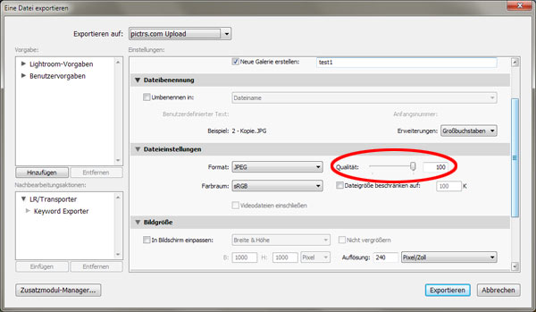 Schritt 6 - Export in Lightroom anstoßen